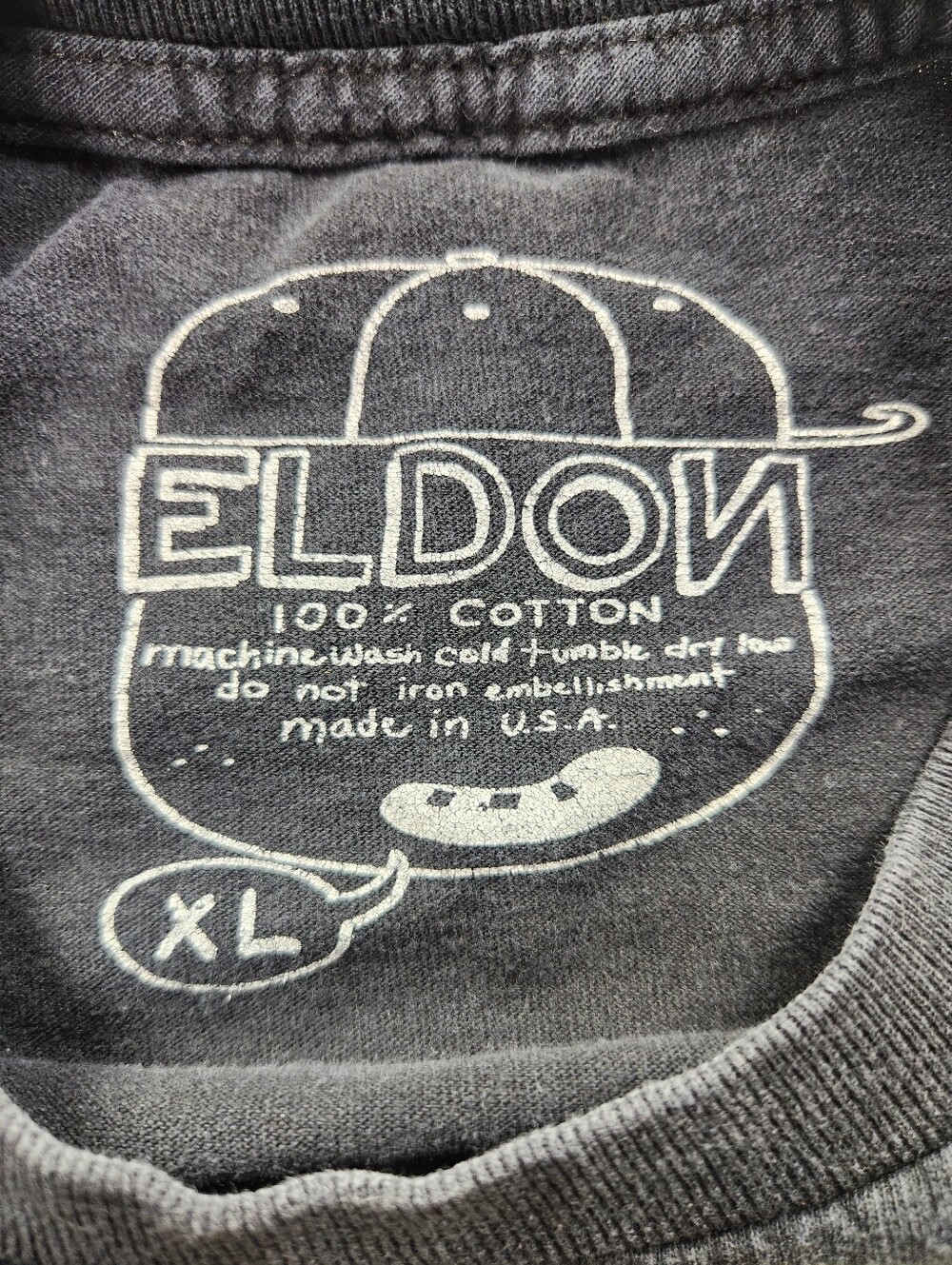Eldon Black Graphic Logo T-Shirt Men's Size XL Short Sleeve Cotton Crew Neck - Picture 3 of 6